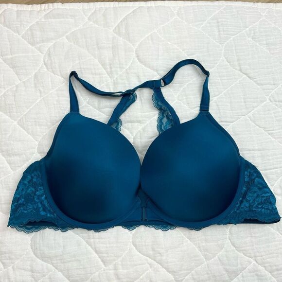Torrid Women's Plus Size 44C Blue Push-Up Front-Close Bra Lace Back - Picture 3 of 10